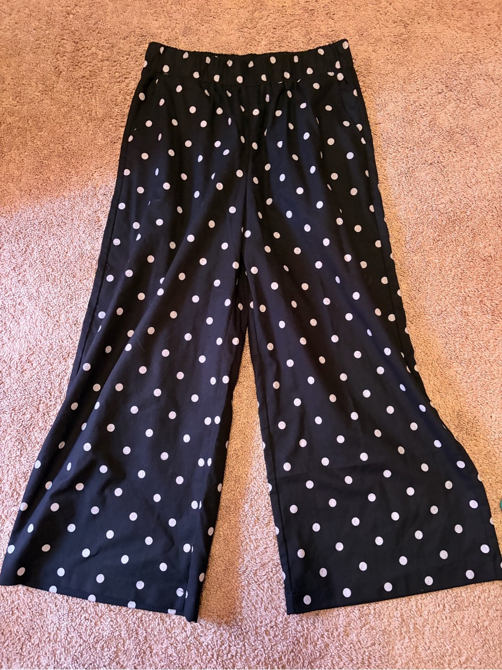 Black Polka Dot Wide-Leg Women's Pants